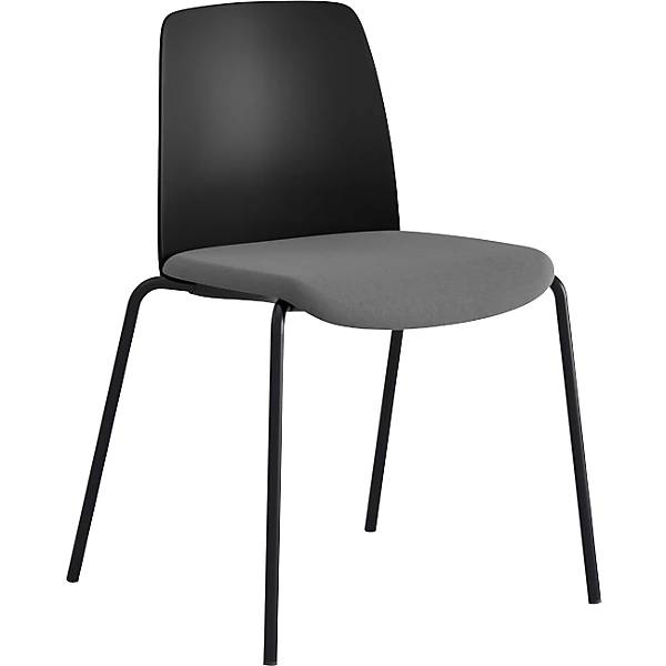 Stuhl Helmer Sitz gepolstert Lehne Kunststoff VE 4 Stk Sitz schwarz/dunkelgrau Gestell schwarz. ELJ Bordet-0