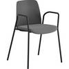Stuhl Helmer Sitz gepolstert Lehne Kunststoff VE 4 Stk Sitz dunkelgrau Gestell schwarz mit Armlehnen. ELJ