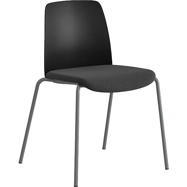 Stuhl Helmer Sitz gepolstert Lehne Kunststoff VE 4 Stk Sitz schwarz Gestell silber. ELJ Bordet AB 84257149