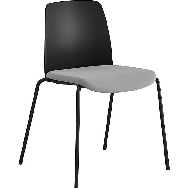 Stuhl Helmer Sitz gepolstert Lehne Kunststoff VE 4 Stk Sitz schwarz/hellgrau Gestell schwarz. ELJ Bordet AB-0