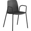 Stuhl Helmer Sitz/Lehne aus Kunststoff VE 4 Stk Sitz dunkelgrau Gestell schwarz mit Armlehnen. ELJ Bordet AB