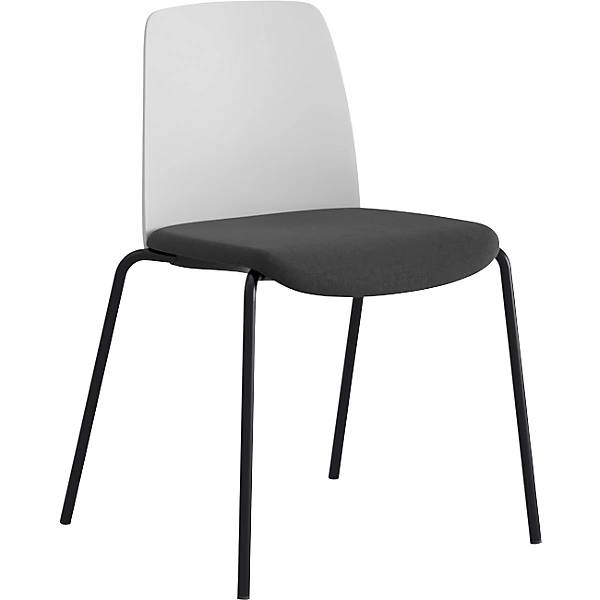 Stuhl Helmer Sitz gepolstert Lehne Kunststoff VE 4 Stk Sitz weiß/schwarz Gestell schwarz. ELJ Bordet AB