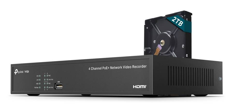 TP-LINK VIGI NVR1004H-4P 4 Channel PoE+ Netzwerkkamera 8 MP-1