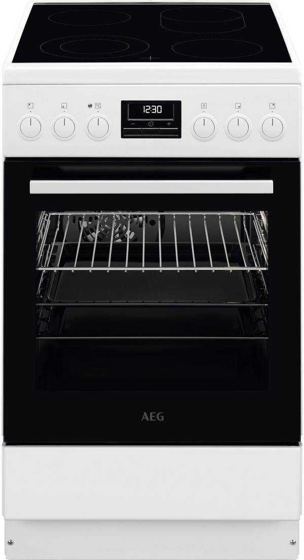 AEG Standherd CCB54493BW | Elektroherd mit Glaskeramikkochfeld | 50cm | 57L | 8 Heizarten | Umluft | A | Weiß