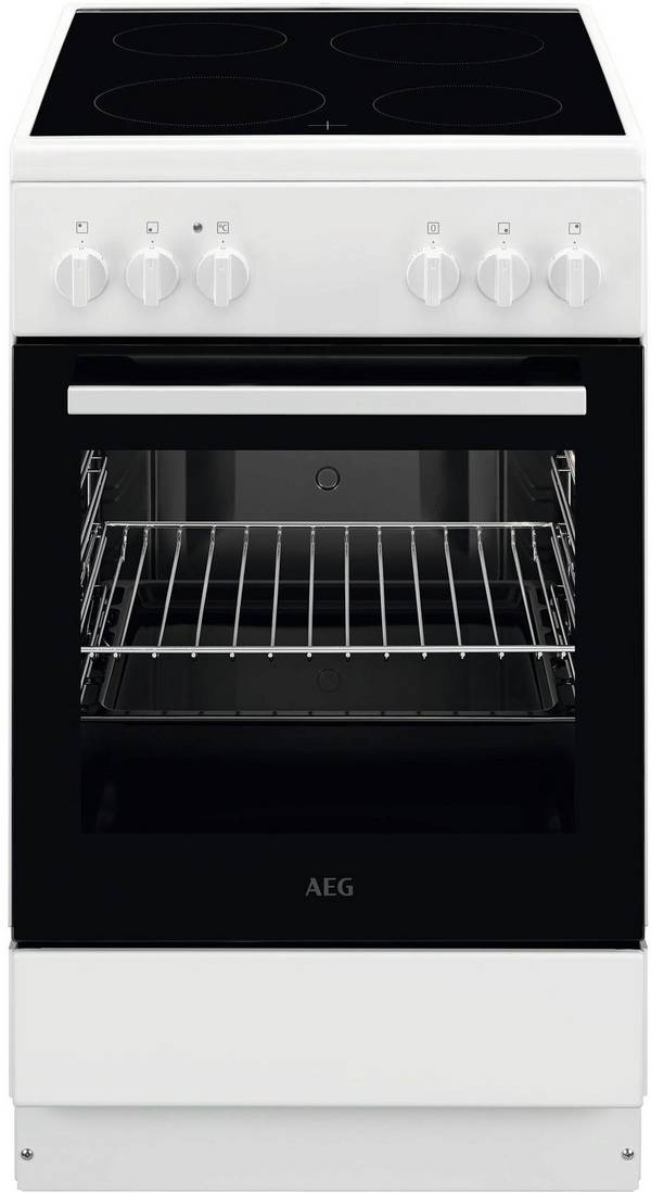 AEG Standherd CCB50090BW | Elektroherd Glaskeramik 4 Kochzonen | 60l Backofen 6 Heizarten | 50cm | Weiß
