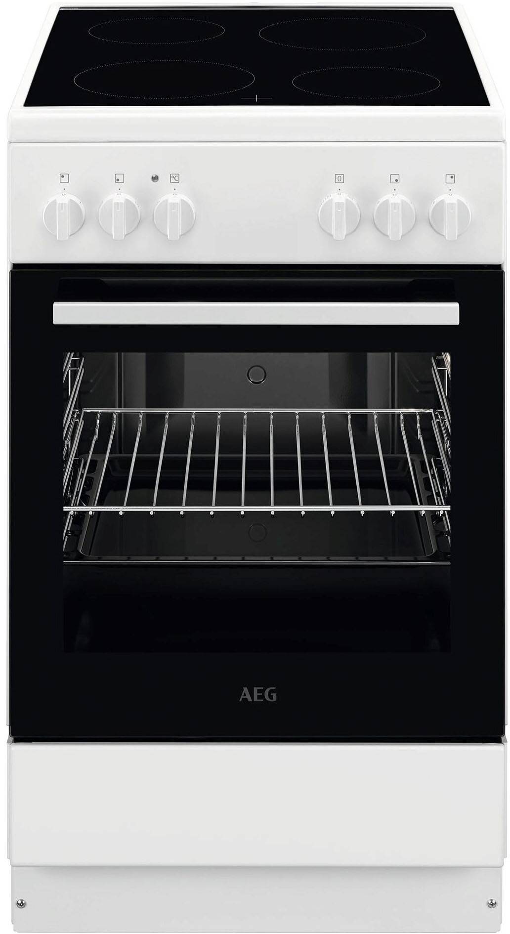 AEG Standherd CCB50090BW | Elektroherd Glaskeramik 4 Kochzonen | 60l Backofen 6 Heizarten | 50cm | Weiß-0