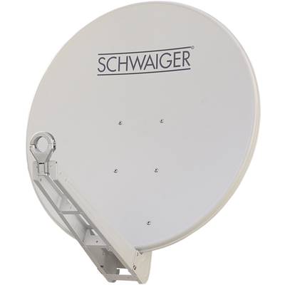 Eine Satellitenschüssel mit dem Schriftzug 'SCHWAIGER' auf der Vorderseite. Der Hintergrund ist weiß.