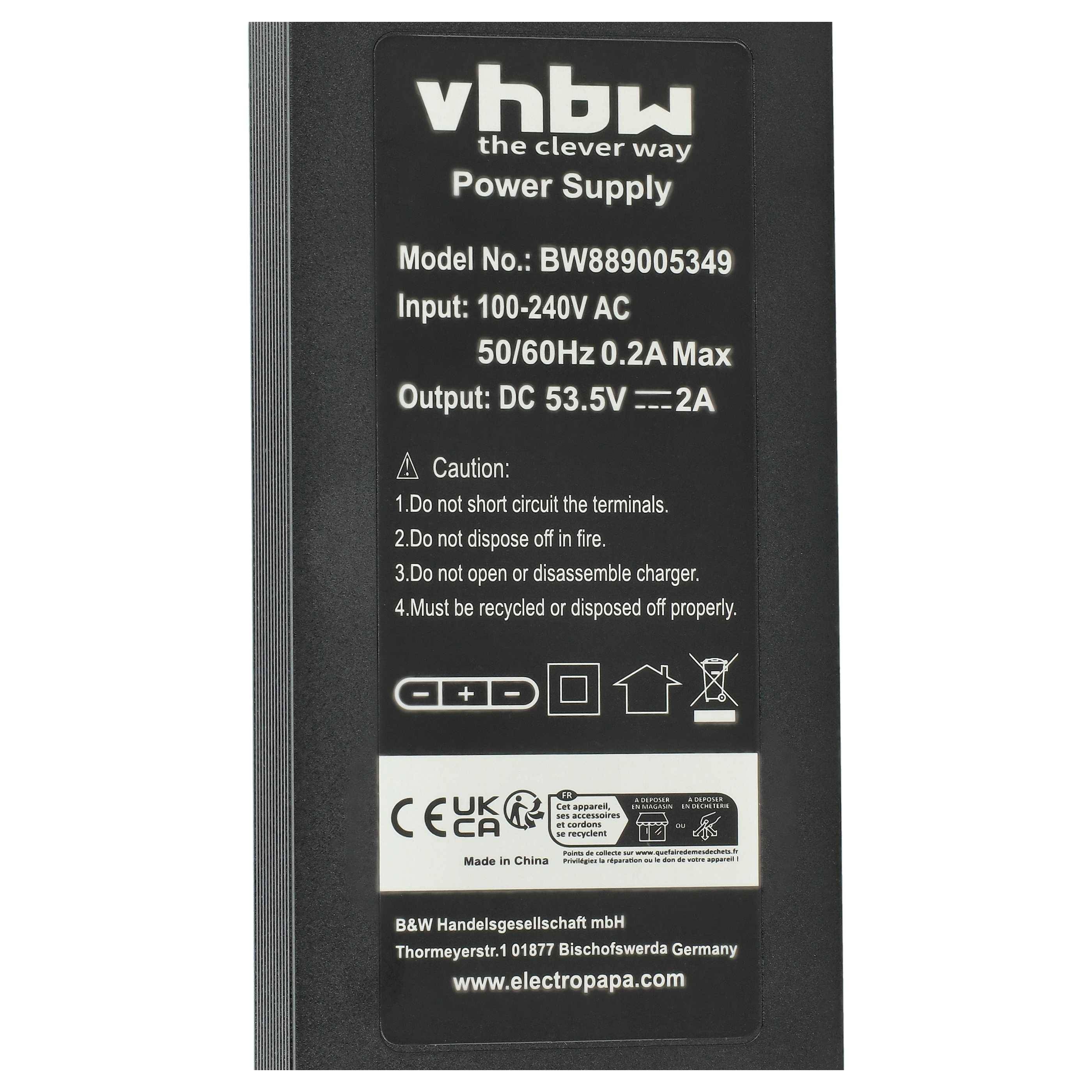 vhbw Ladegerät kompatibel mit NIU KQi Air X | KQi Air E-Scooter - 53,5 V, 2 A Charger-3