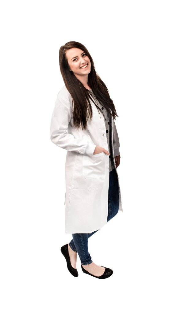 neoLab® Labormantel für Damen, Bündchen, weiß, Baumwolle, Reverskragen, Gr. 40
