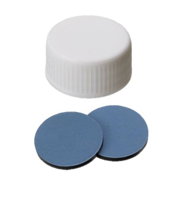 neochrom® Schraubkappen ND24 weiß, geschl., Septum PTFE/EPDM/PTFE, 100 Stck./Pack-0