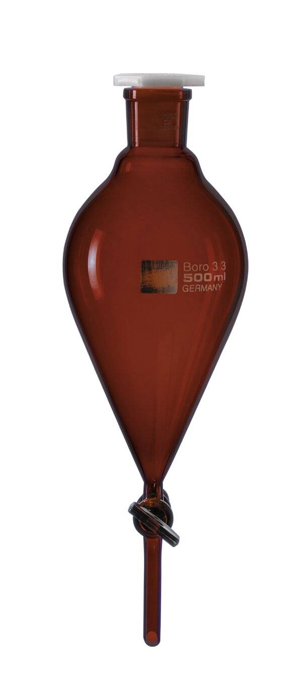 Lenz Scheidetrichter, konisch, mit massivem Glasküken, 1.000 ml, NS 29/32, Bohrung 6,0 mm,