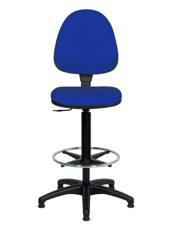 neoLab® Laborstuhl PVC-Bezug blau, Gleiter + Fußring, höhenverstellbar ca. 56-82 cm