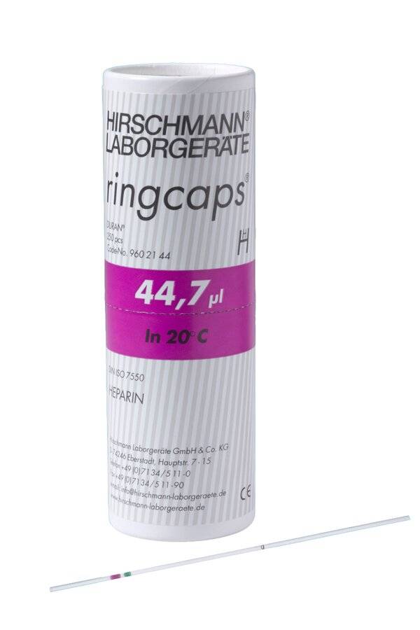 Hirschmann® Einmal-Kapillarpipetten m. Ringmarke bei 44,7 µl NA-hep, 250 Stck./Pack-0
