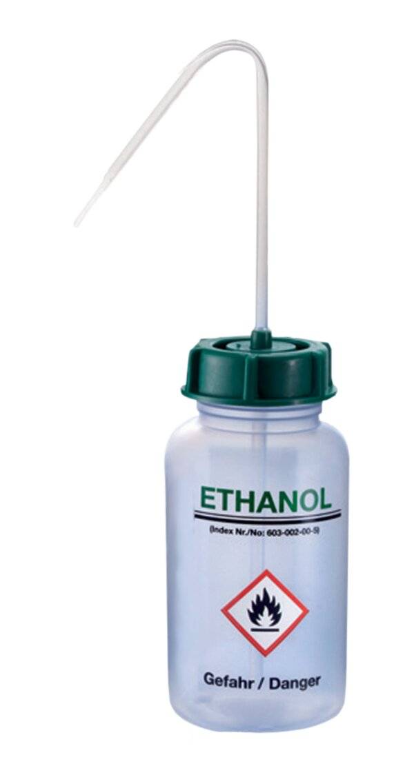 Kautex Spritzflasche 500 ml "Ethanol" 3-sprachiger Aufdruck, LDPE