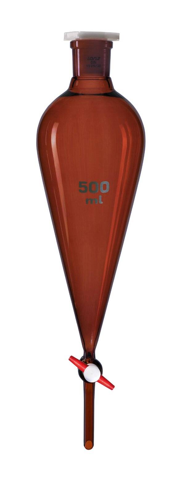 Lenz Scheidetrichter nach Squibb, mit PTFE-Küken, 2.000 ml, NS 29/32, Bohrung 6,0 mm,