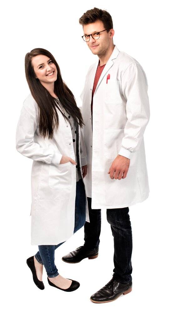 neoLab® Labormantel für Herren, Bündchen, weiß, Baumwolle, Reverskragen, Gr. 54