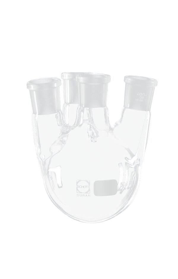 Lenz Vierhals-Rundkolben, Seitenhälse parallel, 6.000 ml, MH NS 45/40, SH NS 29/32