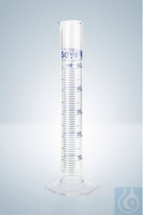 Hirschmann® Messzylinder DURAN®, Kl.A USP, blau grad, 100:1 ml, H 260 mm-0