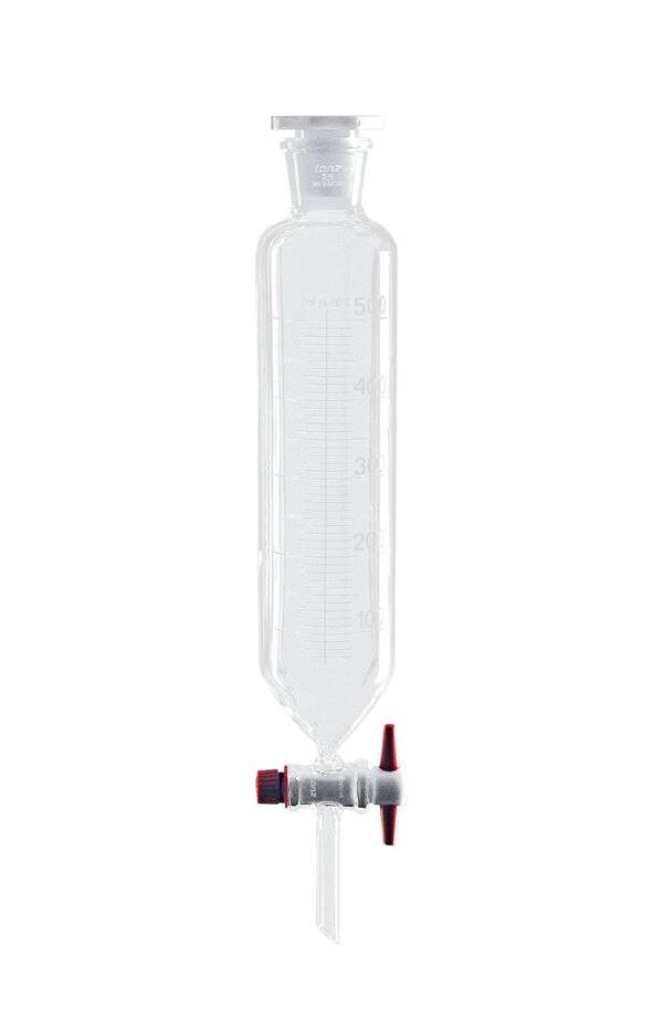 Lenz Scheidetrichter, zylindrisch, mit PTFE-Küken, 1.000 ml, NS 29/32, Bohrung 6,0 mm,