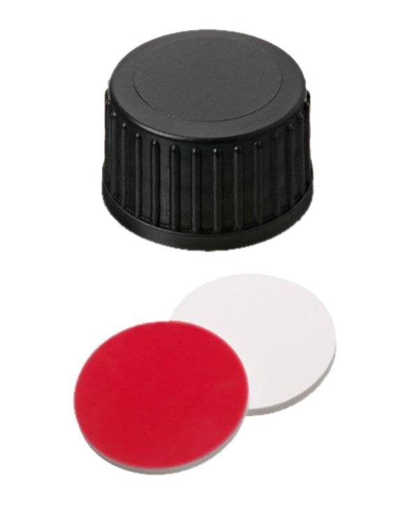 neochrom® Schraubkappen ND18 geschl., Sept. Butyl rot/PTFE grau, 100 Stck./Pack-0
