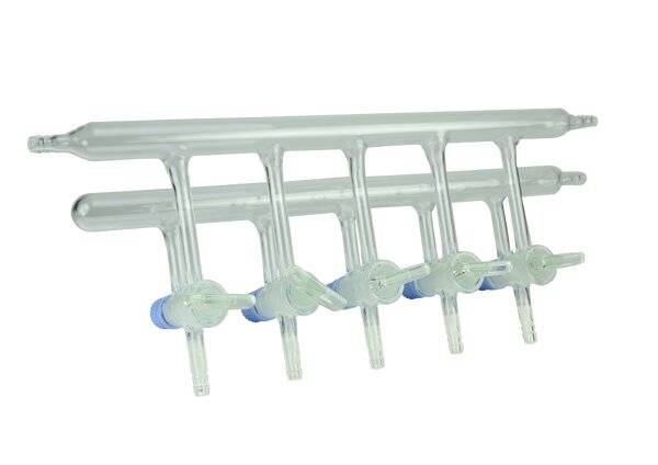 neoLabLine Schlenkline / Stickstoff-Verteilerrechen mit 5 Patent-2-Wege-Glashähnen-0