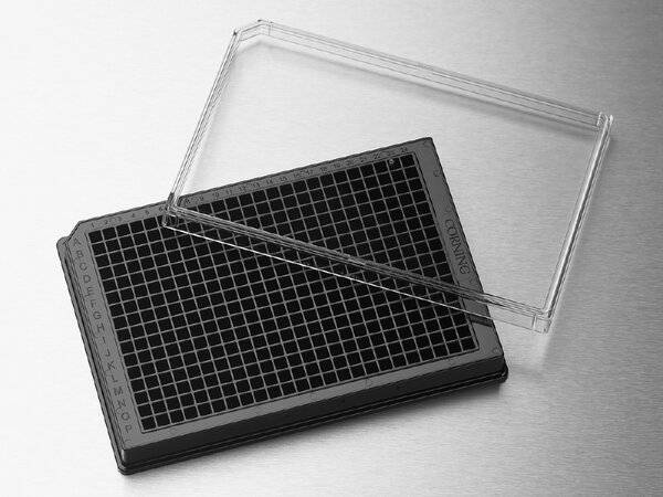 Corning® 384-well Low Flange Black Flat Bottom Polystyrene TC-treated Microplates, 10 per