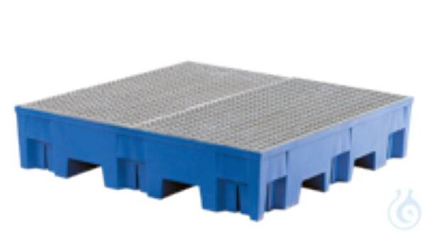 Asecos® Auffangwanne PE-HD mit verzinktem Gitterrost 1235x1235x275-0