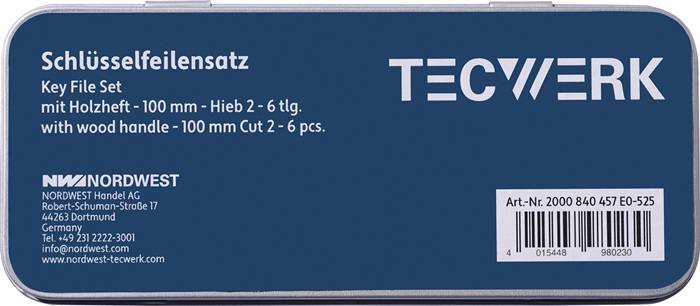 Schlüsselfeilensatz DIN 7283 A-F L.100mm Hieb 2 TECWERK-0