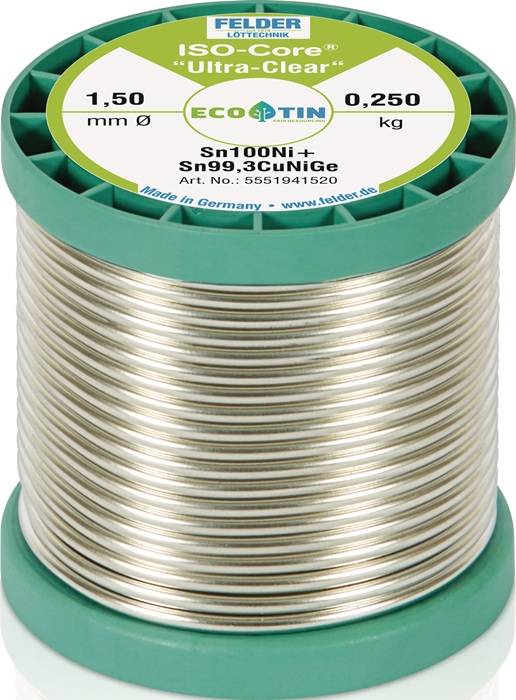 Lötdraht ISO-Core® UltraClear 1,5mm 250g Sn100Ni+ FELDER-0