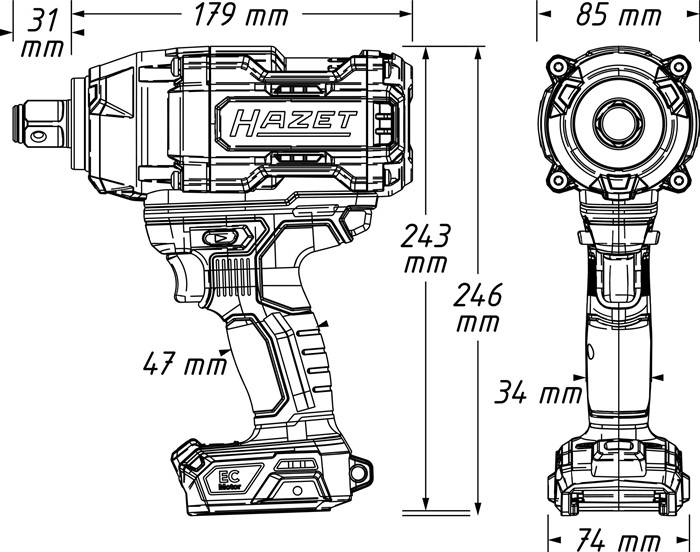 Akku-Schlagschrauber 9513-2100 18V 20mm (3/4Zoll) 4-kt.2100 Nm HAZET-4