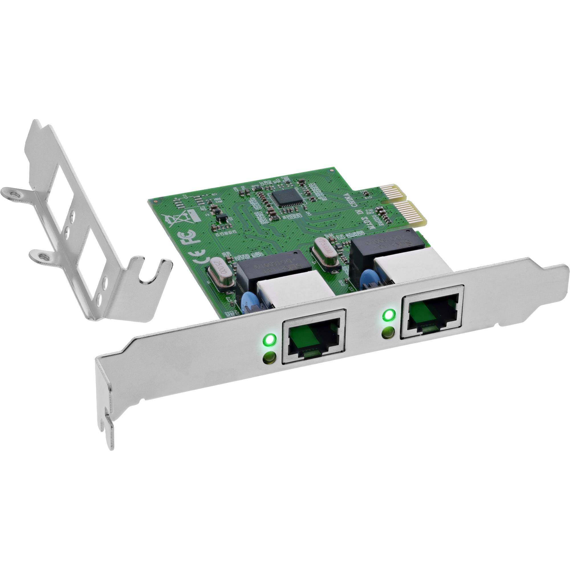 INLINE - Dual Gigabit Netzwerkkarte - 2x RJ45 1Gb/s - PCIe x1 - inkl. LP Slotblech-0