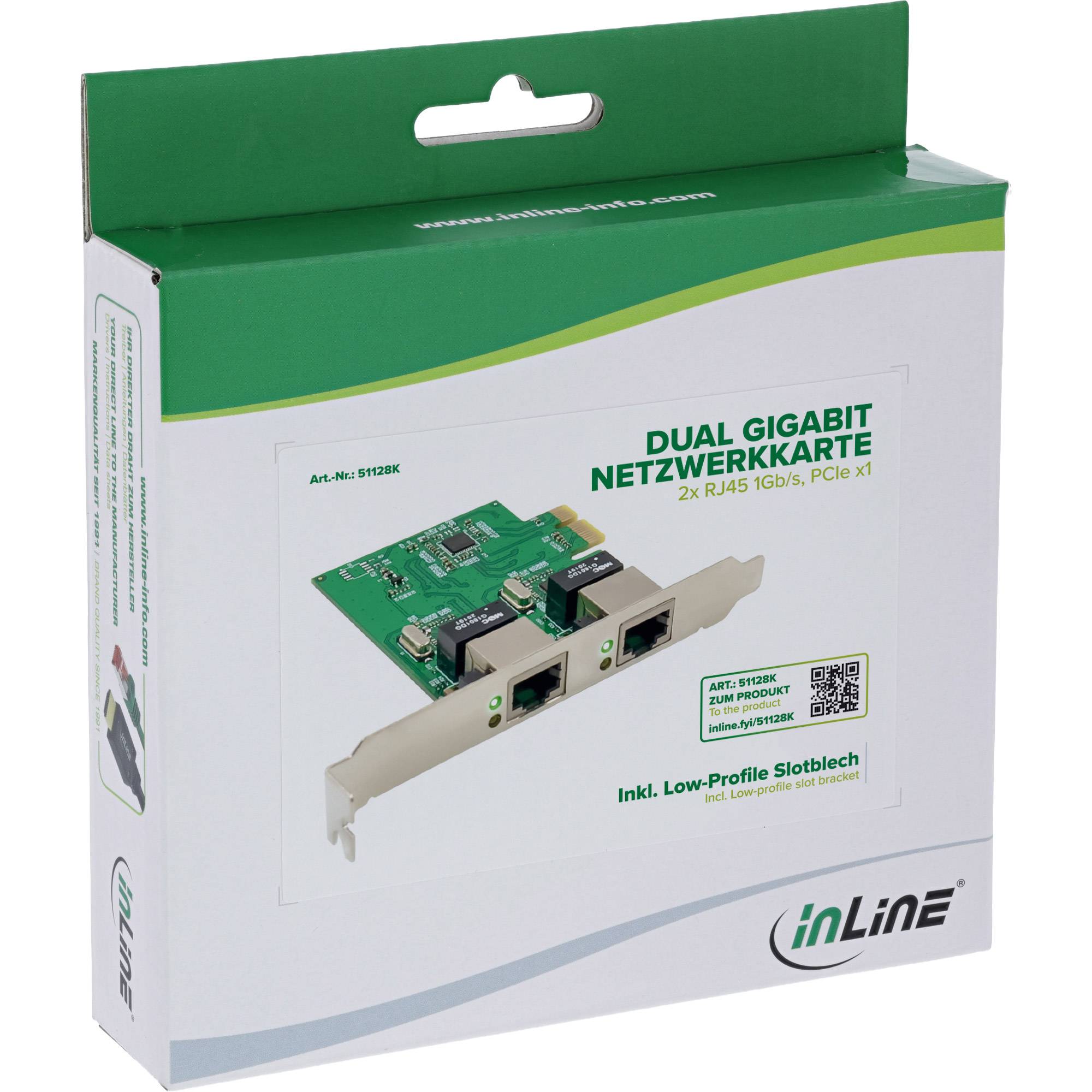 INLINE - Dual Gigabit Netzwerkkarte - 2x RJ45 1Gb/s - PCIe x1 - inkl. LP Slotblech-4
