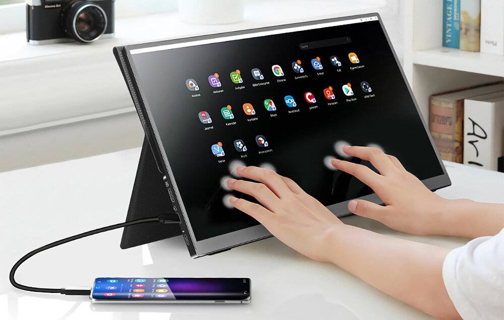 Arzopa A1T Tragbarer 15,6" Monitor, Full HD IPS-Touchscreen, USB-C, Mini-HDMI, 60Hz-1