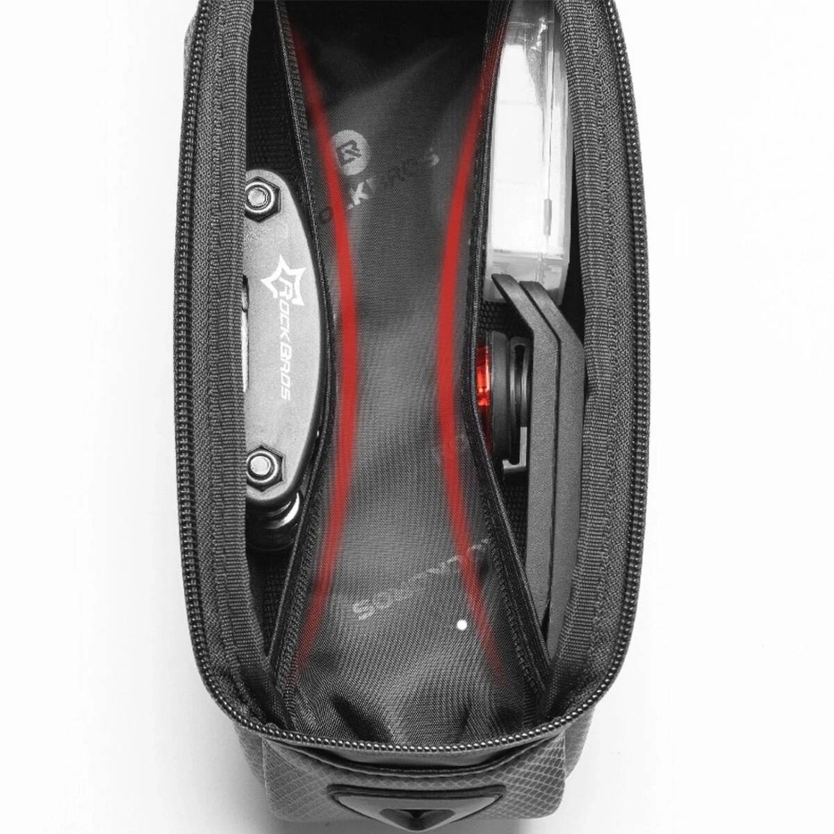 Gepanzerte Fahrradtasche Rockbros B68-1 mit Handytasche 1,7 l – Schwarz-3