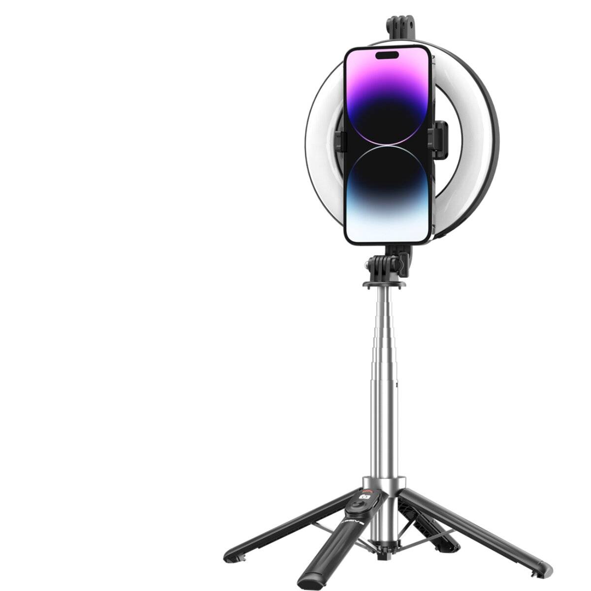 Xssive Selfie Stick mit Stativ & Ringlicht – inkl. kabelloser Fernbedienung