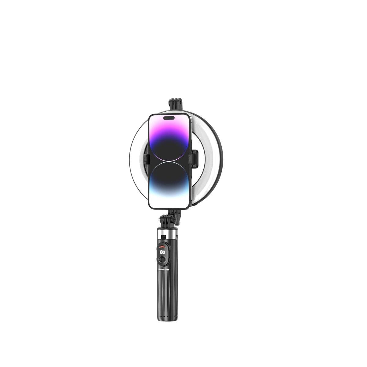 Xssive Selfie Stick mit Stativ & Ringlicht – inkl. kabelloser Fernbedienung-1