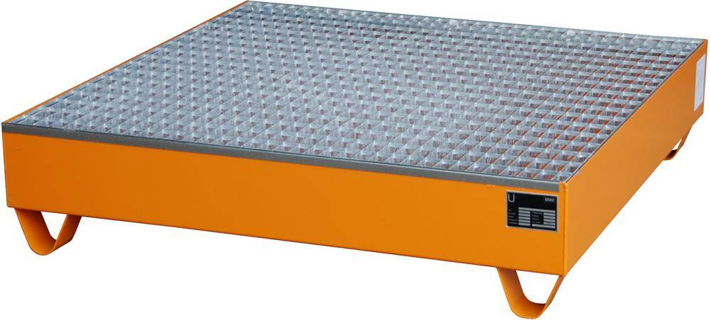 Auffangwanne mit GR max 4 Fässer a 200l 1200x1200x285mm RAL 2000 gelborange-0