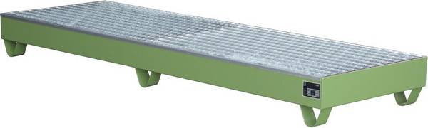 Auffangwanne mit GR max 4 Fässer a 200l 2400x800x250mm RAL 6011 resedagrün