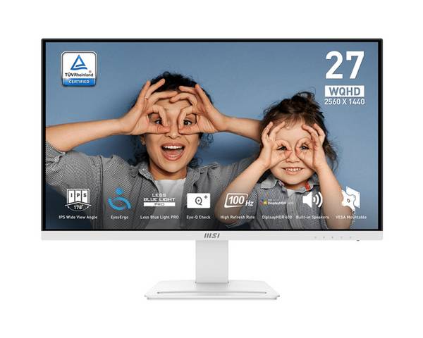 MSI PRO MP273QWDE E2 Office Monitor - IPS Panel - 100Hz White - 1ms(MPRT) Response Time (GTG) 4ms