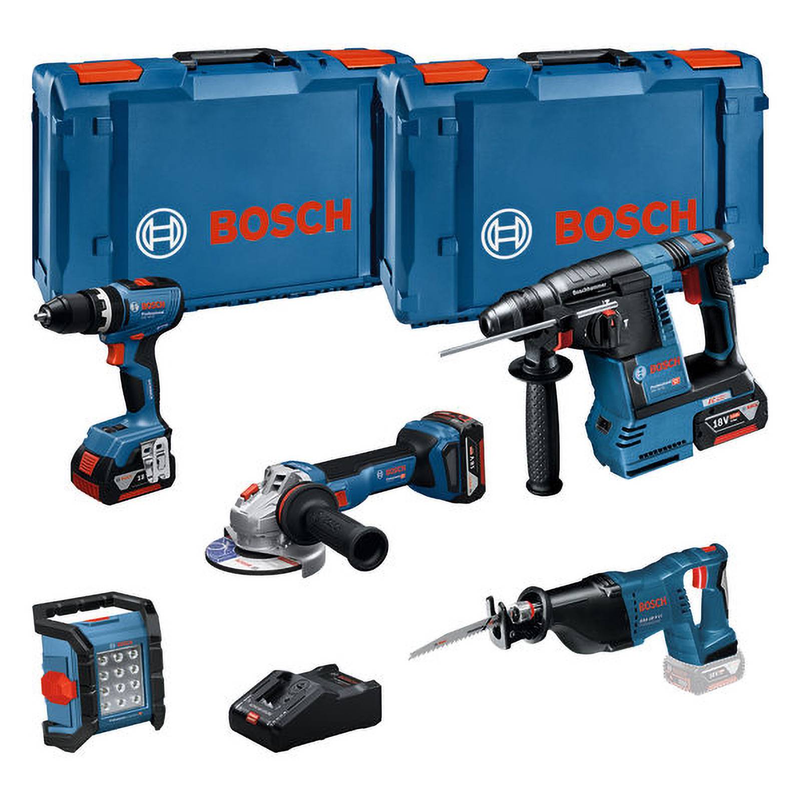 BOSCH 0615A5007S, 5 Werkzeuge 18V: 3x 5.0Ah, Lader GAL 18V-160, XL-Boxx-1