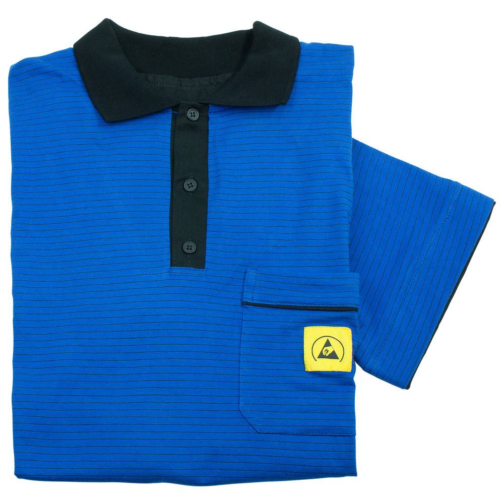 WETEC ESD-Polo-Shirt light, mit schwarzem Kragen, Größe 2XL, grau-2