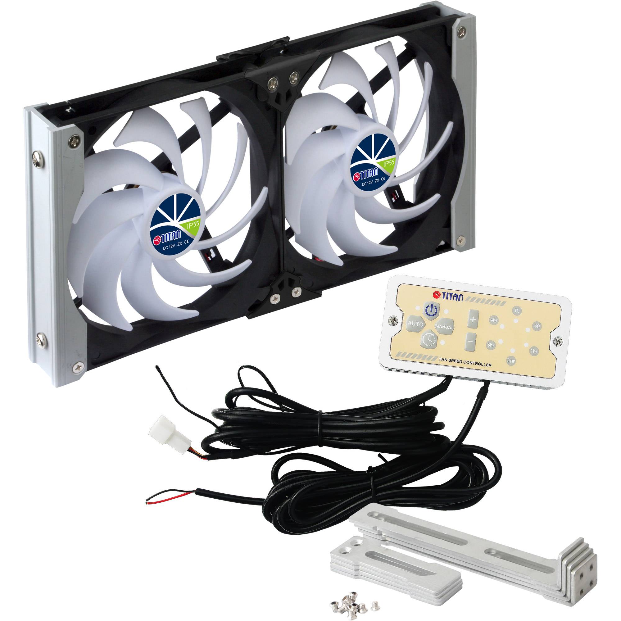 Titan TTC-SC20(C)/V2+ Kühlschrank-Doppellüfter 140x25mm IP55 Timer Gleichrichter-0