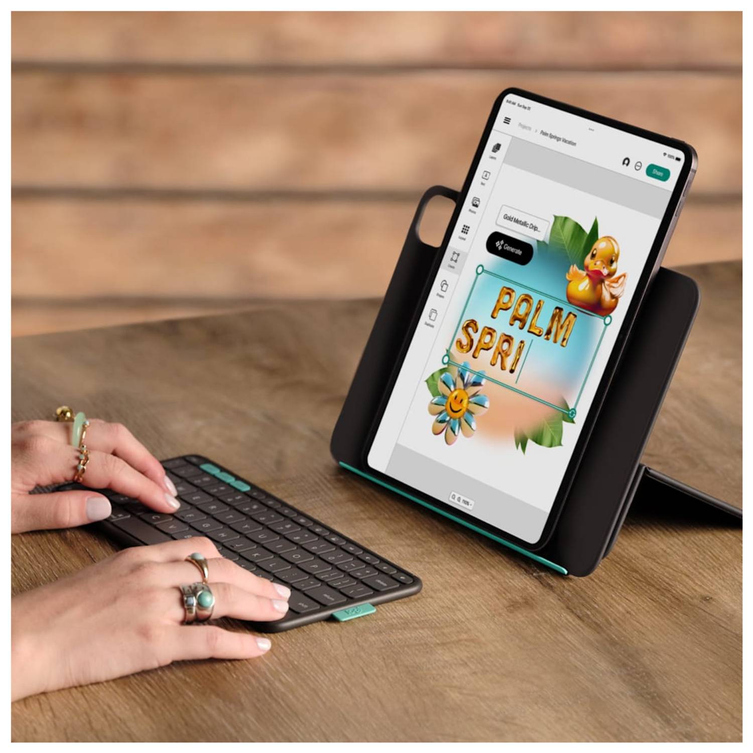 Logitech Flip Folio Graphit QWERTZ Schweiz Bluetooth Tastaturhülle für iPad Air/Pro 11''-0
