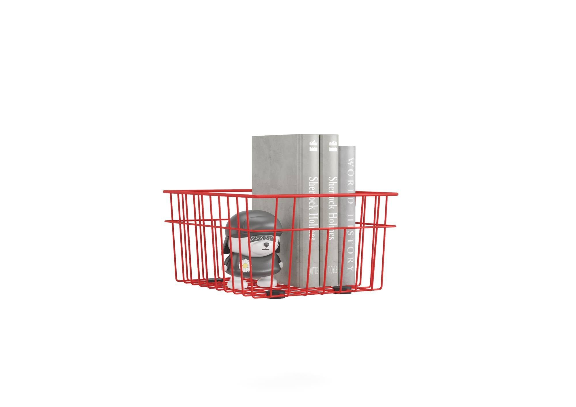Metall Aufbewahrungskorb 33 x 25 x 15 cm Rot-2