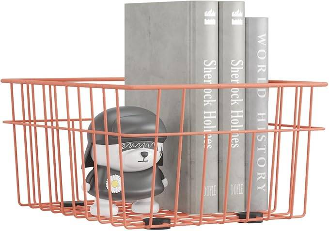 Metall Aufbewahrungskorb 33 x 25 x 15 cm Lachsfarben-3