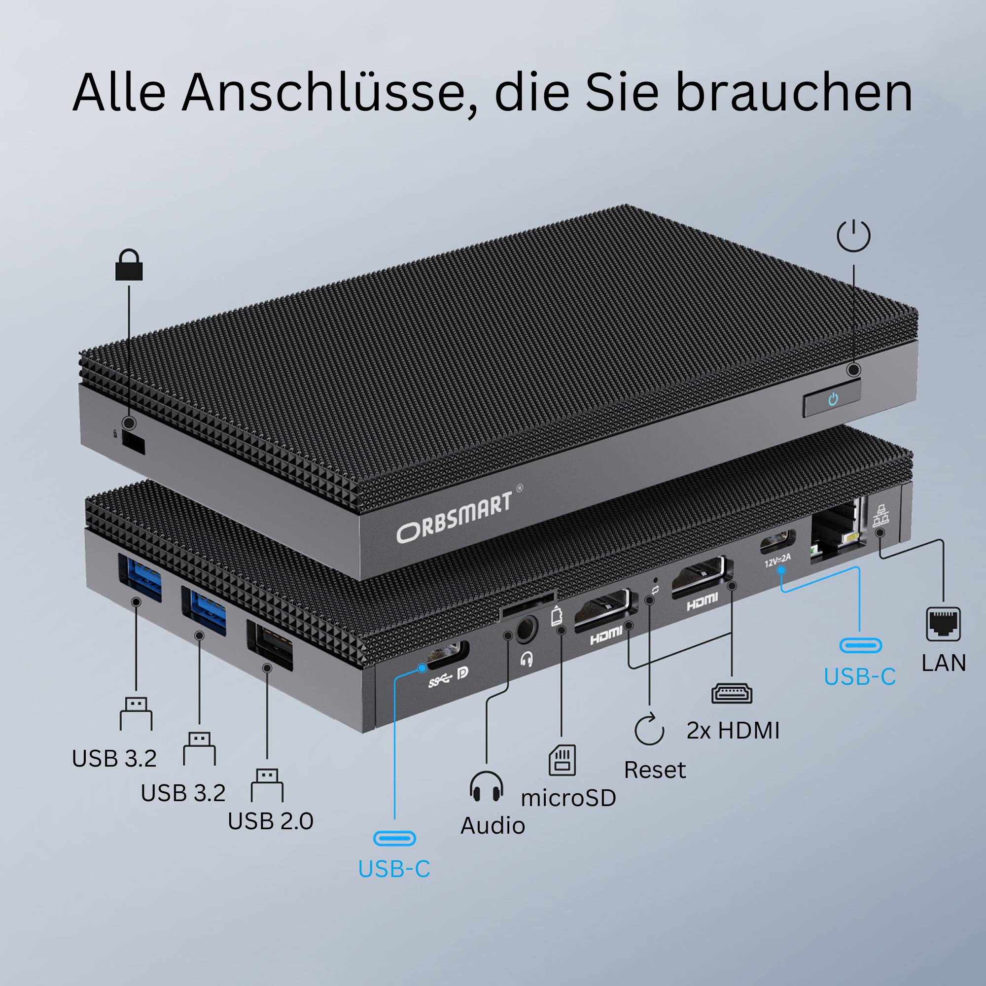 Orbsmart AW-16L Lüfterloser Mini-PC Intel N150 16GB 512GB Win11 Pro 3xDisplay USB-C Digital Signage-6