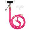 NALIA Lanyard „HoldMe“ – Universal Handy Kette mit Karabiner Schwarz & 2 Pads, Nylon Umhänge Band Neon Pink