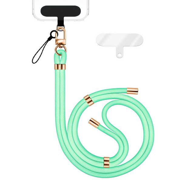 NALIA Lanyard „HoldMe“ – Universal Handy Kette mit Karabiner Schwarz & 2 Pads, Nylon Umhänge Band Türkis
