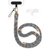 NALIA Lanyard „HoldMe“ – Universal Handy Kette mit Karabiner Schwarz & 2 Pads, Nylon Umhänge Band Schwarz Weiß