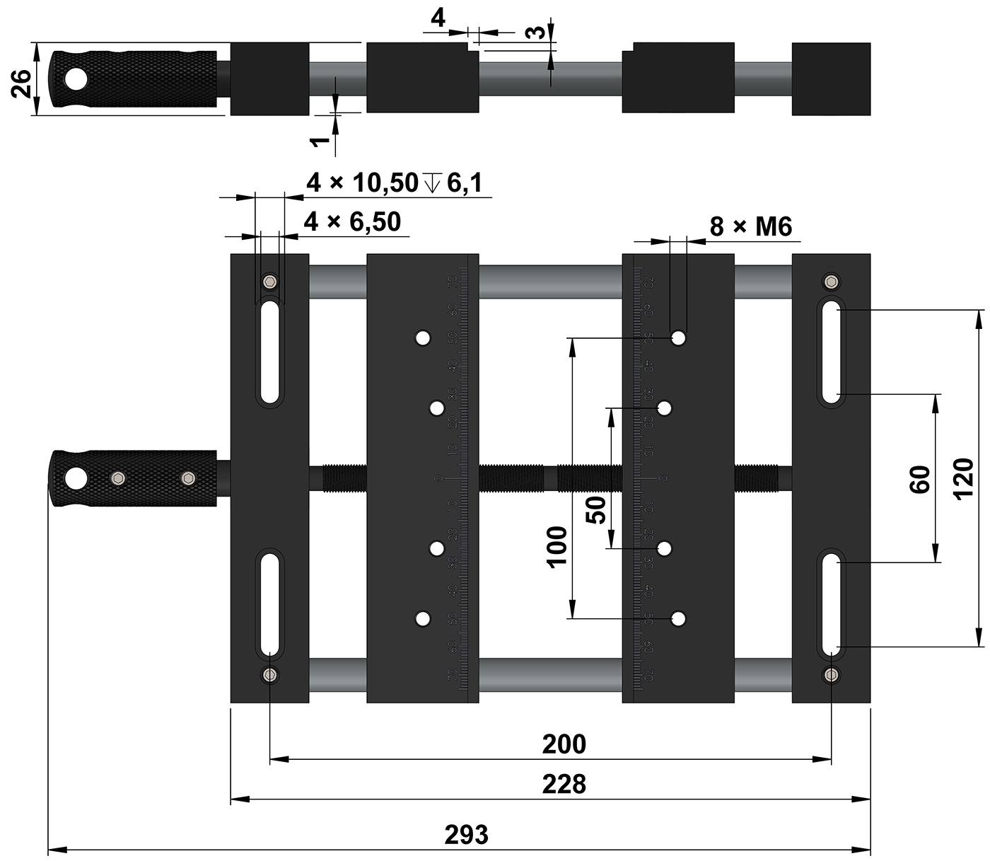 Sorotec Zentrierschraubstock MS2 - selbstzentrierend | Backenbreite 160 mm | Backenhöhe 26 mm | Spannweite 92 mm-1